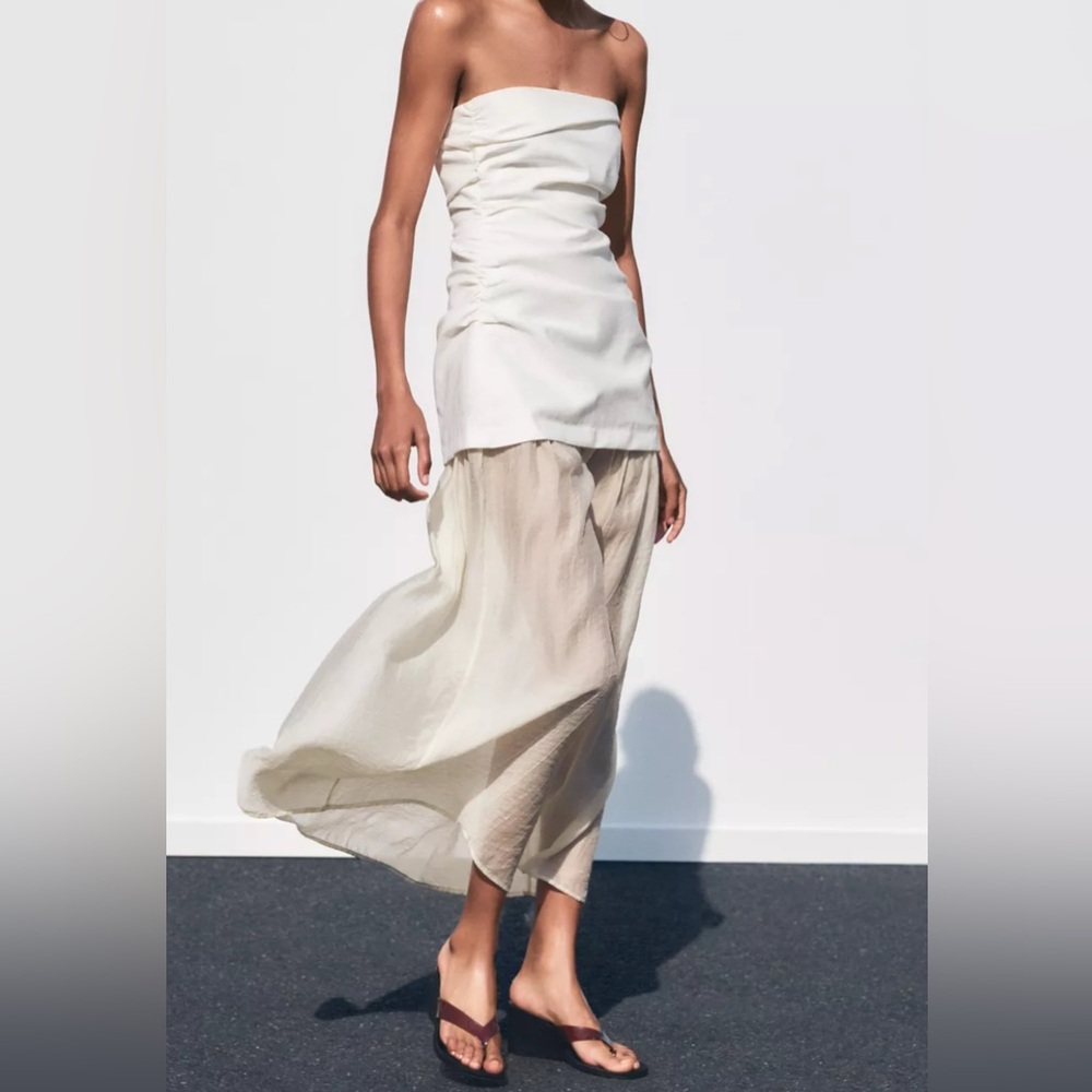 Nwt- zara- combination strapless midi dress-XS